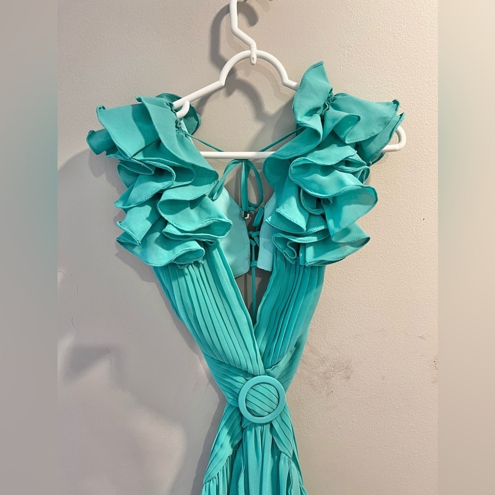 Patbo Flutter Sleeve Cut Out Chiffon Maxi Dress Size 6 EUC - Picture 5 of 8